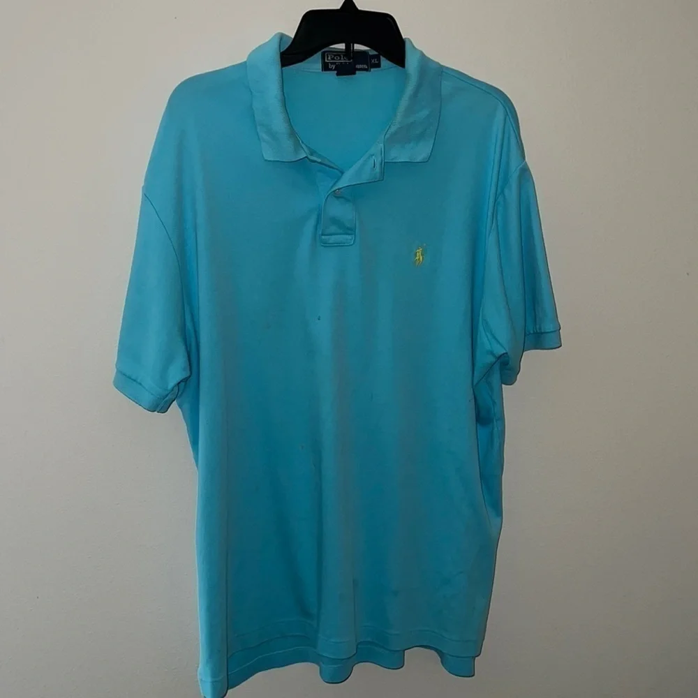 Polo by Ralph Lauren aqua 100% cotton short sleeves polo‎ shirt Sz XL